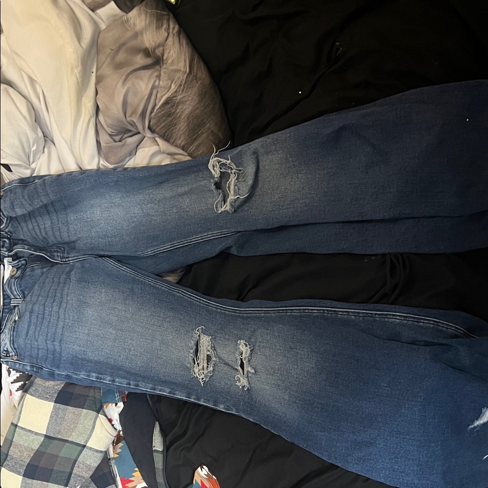 KanCan Dark Wash Distressed Flare Jeans